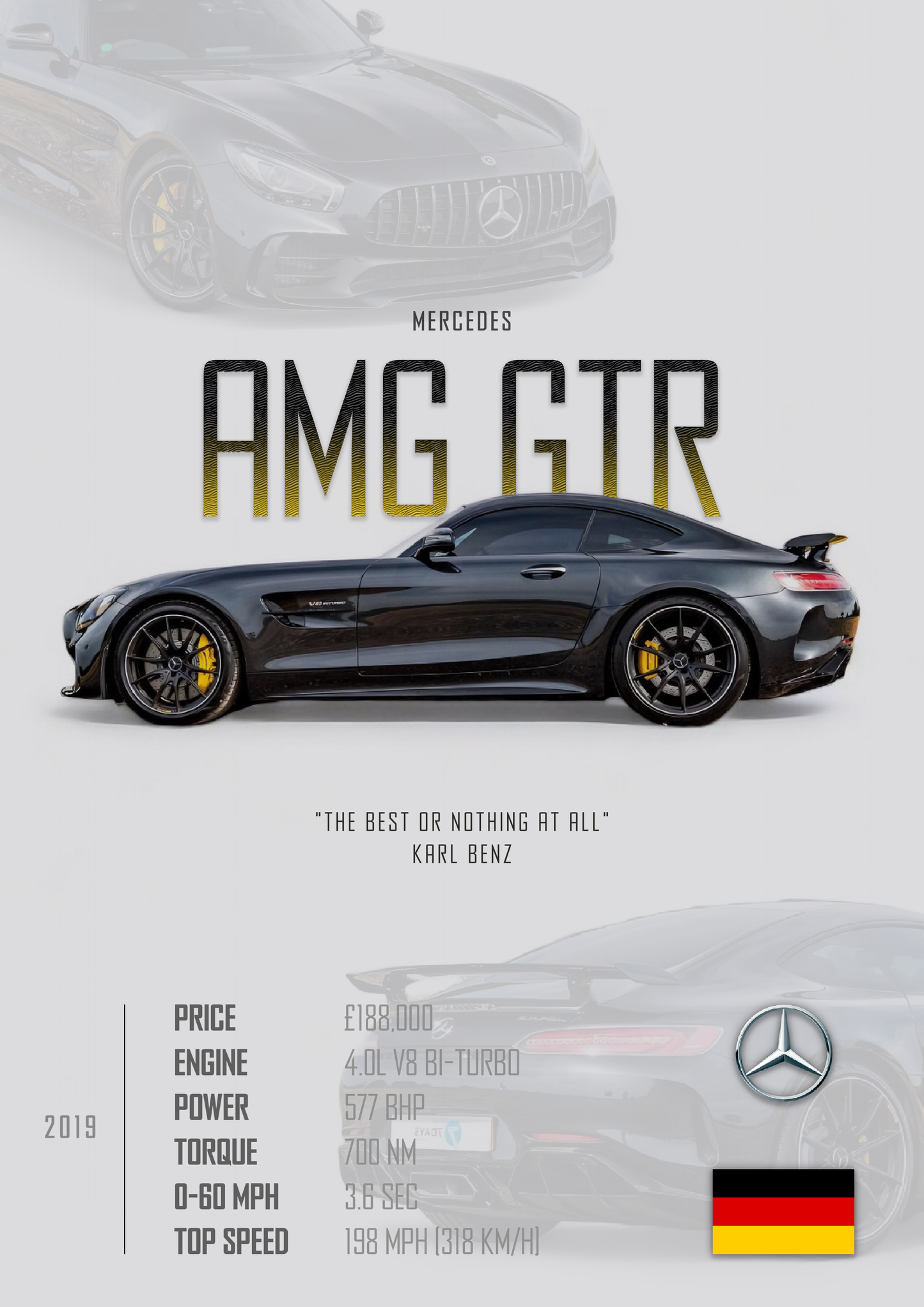 MERCEDES AMG GTR Poster - Glossy A3/A4 Wall Decal