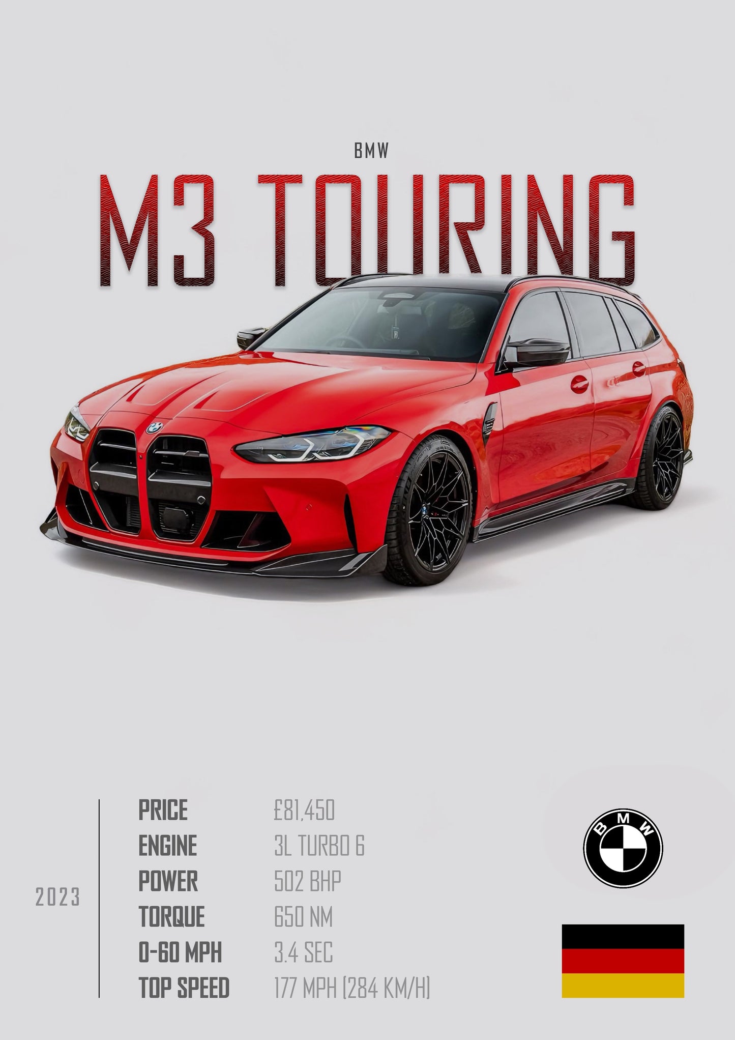 BMW M3 TOURING Poster - Glossy A3/A4 Wall Decal