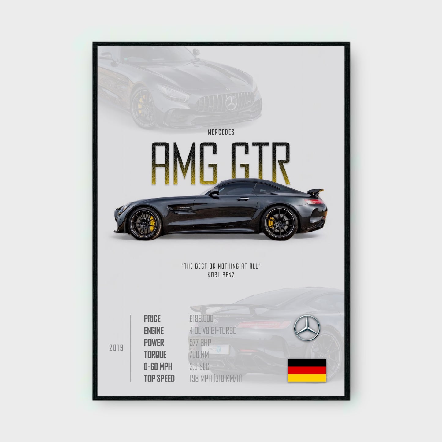 MERCEDES AMG GTR Poster - Glossy A3/A4 Wall Decal