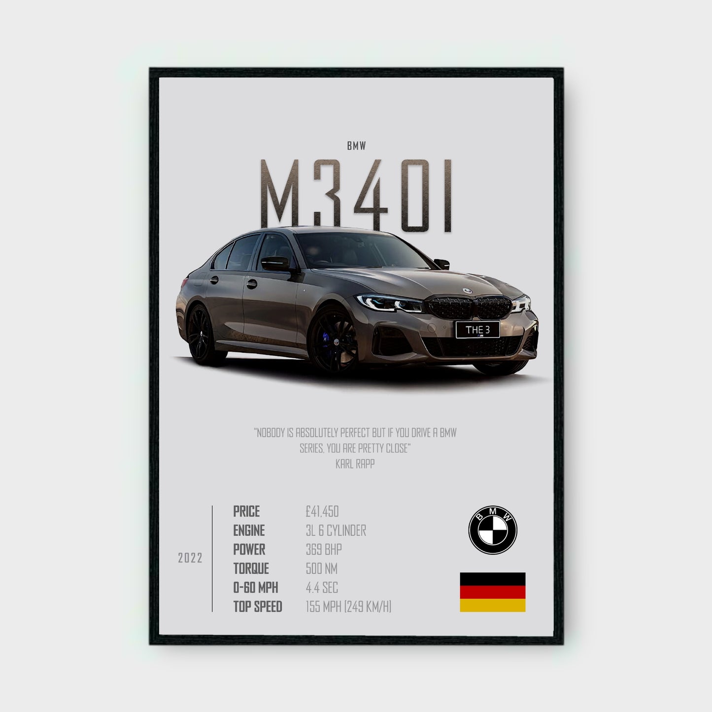 BMW M340I Poster - Glossy A3/A4 Wall Decal