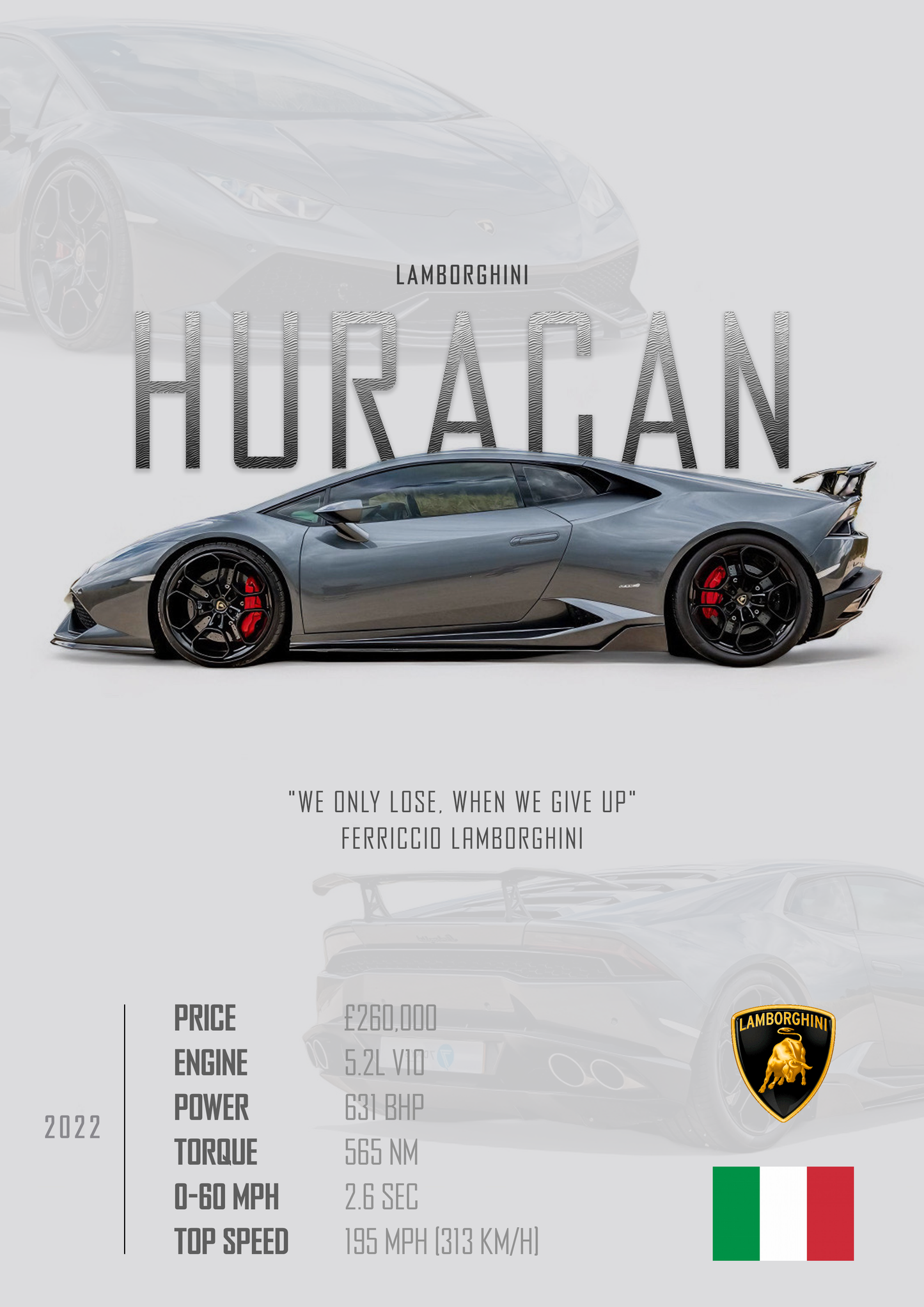 LAMBORGHINI HURACAN Poster - Glossy A3/A4 Wall Decal