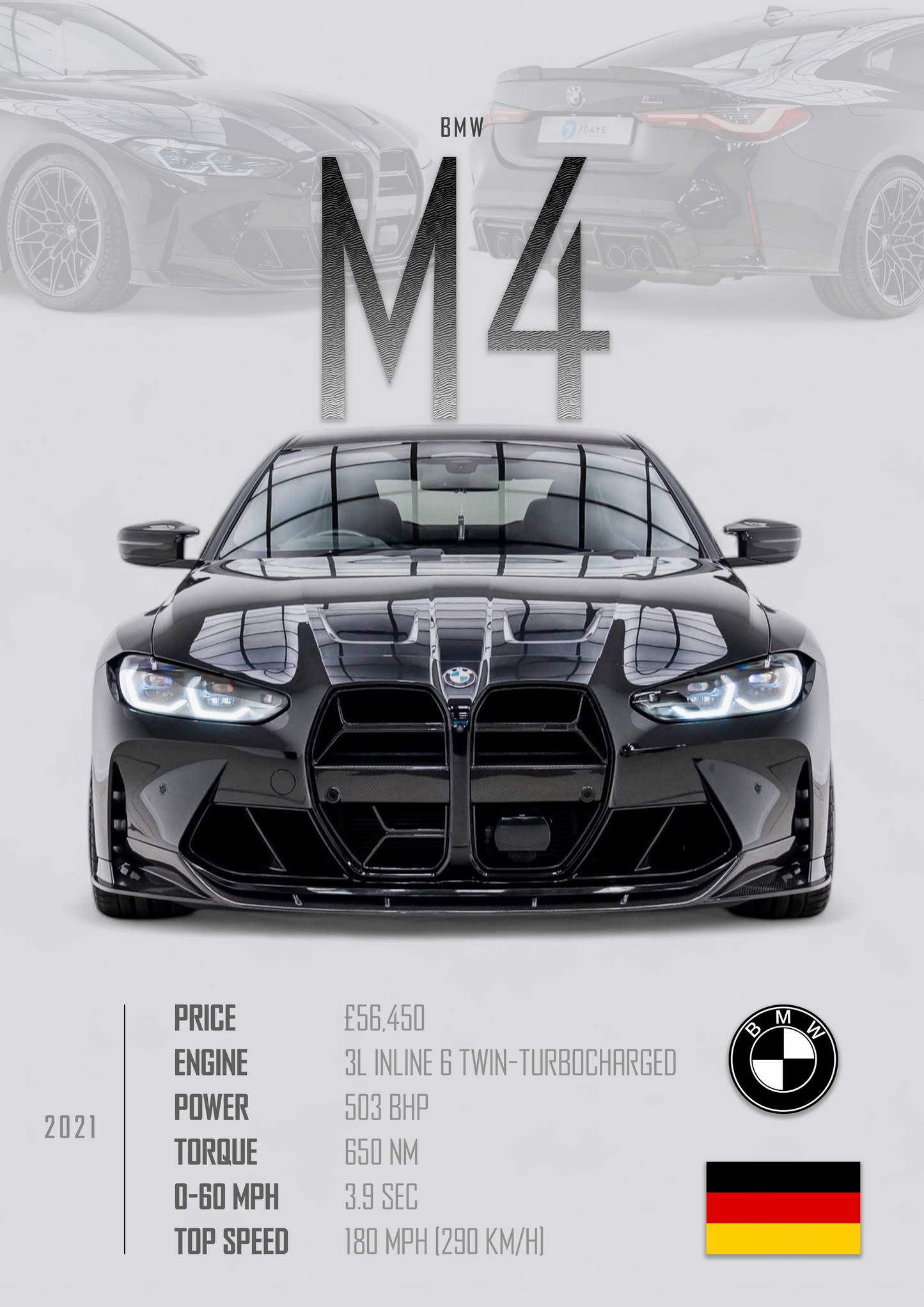 BMW M4 COMPETITION Poster - Glossy A3/A4 Wall Decal