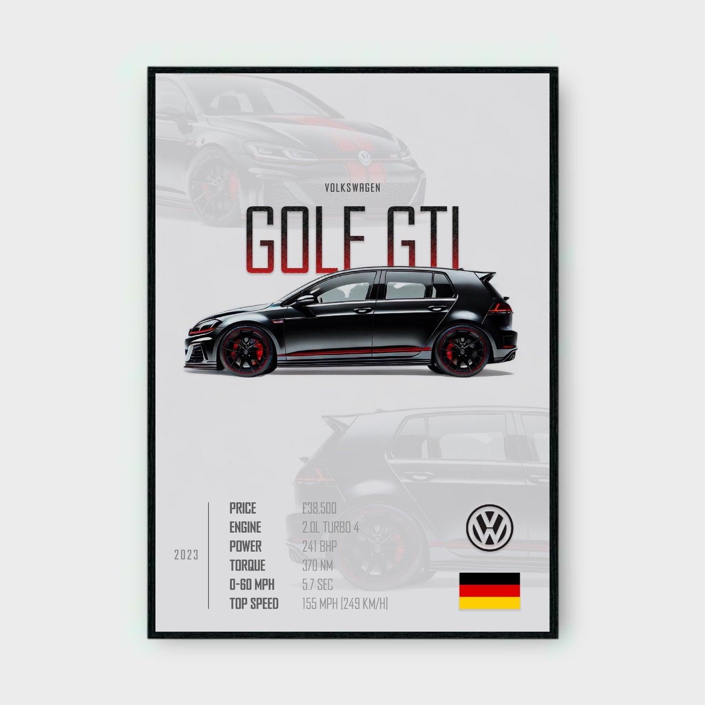 VOLKSWAGEN GOLF GTI Poster - Glossy A3/A4 Wall Decal