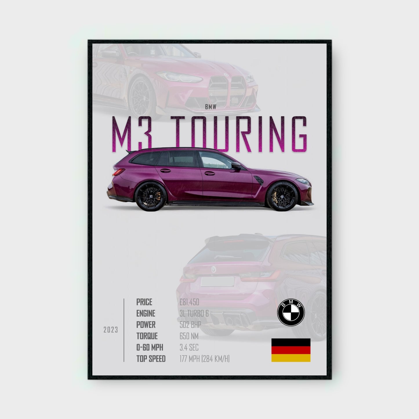 BMW M3 TOURING Poster - Glossy A3/A4 Wall Decal