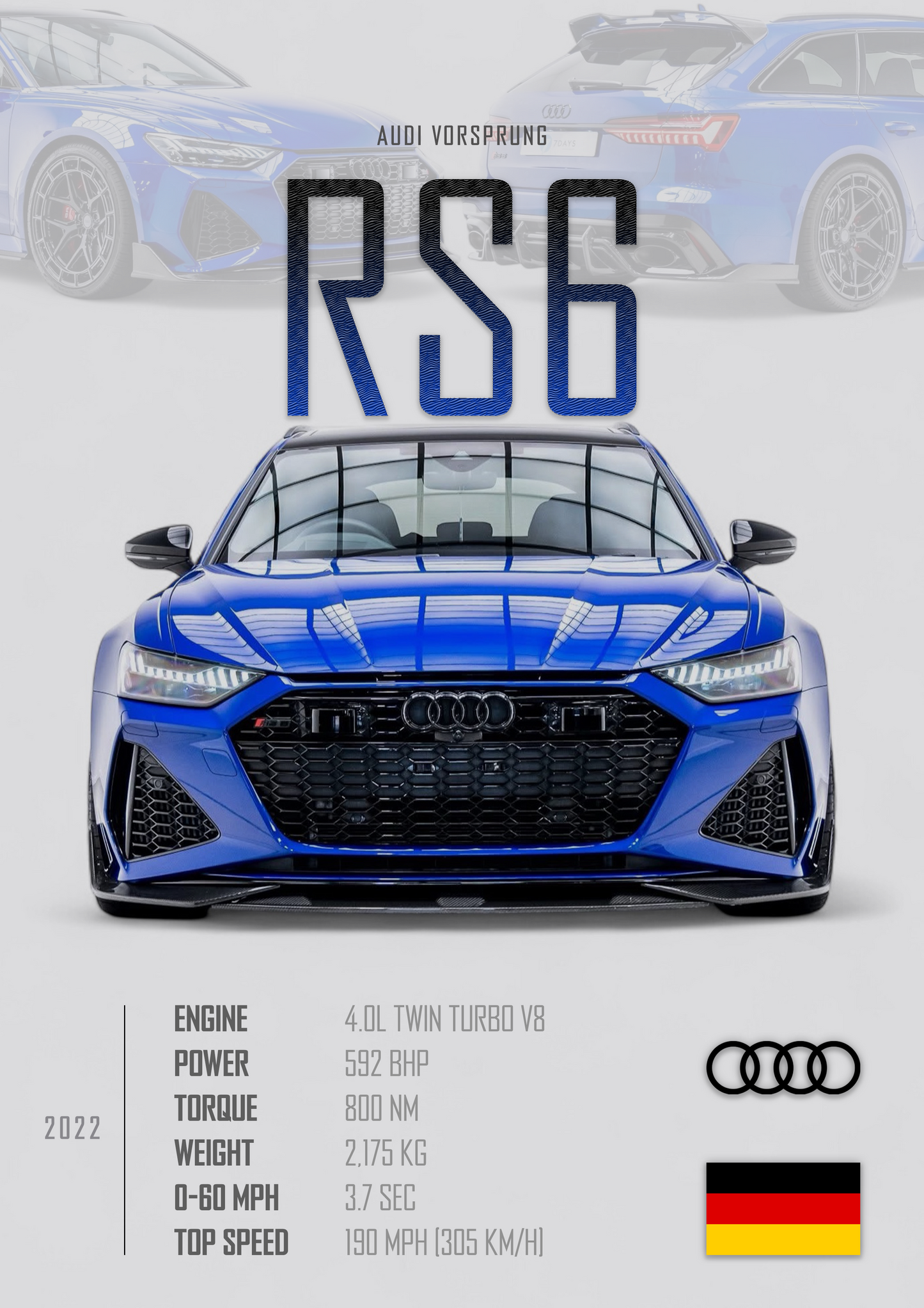 AUDI RS6 VORSPRUNG Poster - Glossy A3/A4 Wall Decal