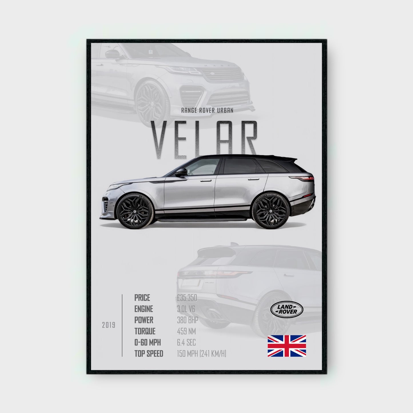RANGE ROVER URBAN VELAR Poster - Glossy A3/A4 Wall Decal