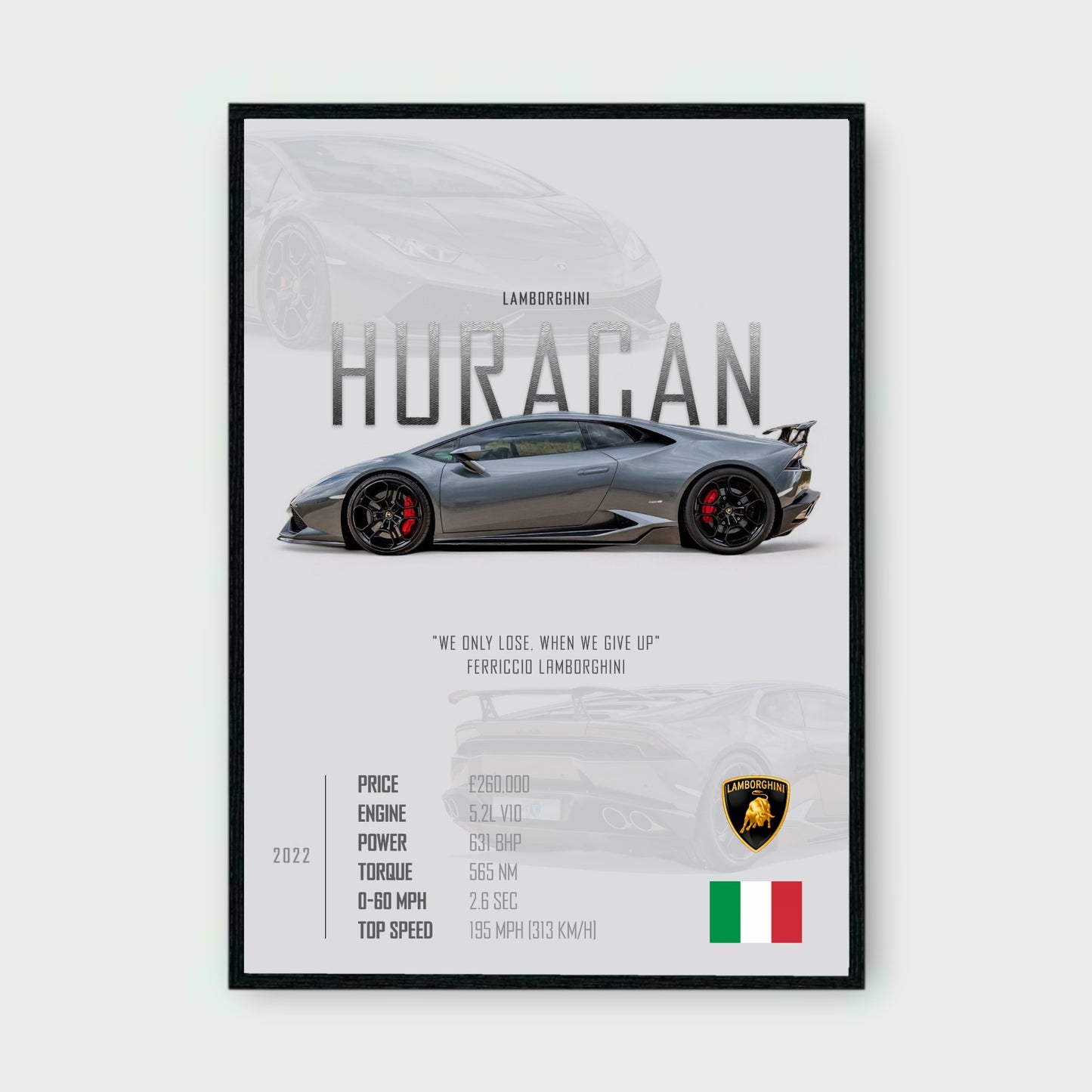 LAMBORGHINI HURACAN Poster - Glossy A3/A4 Wall Decal