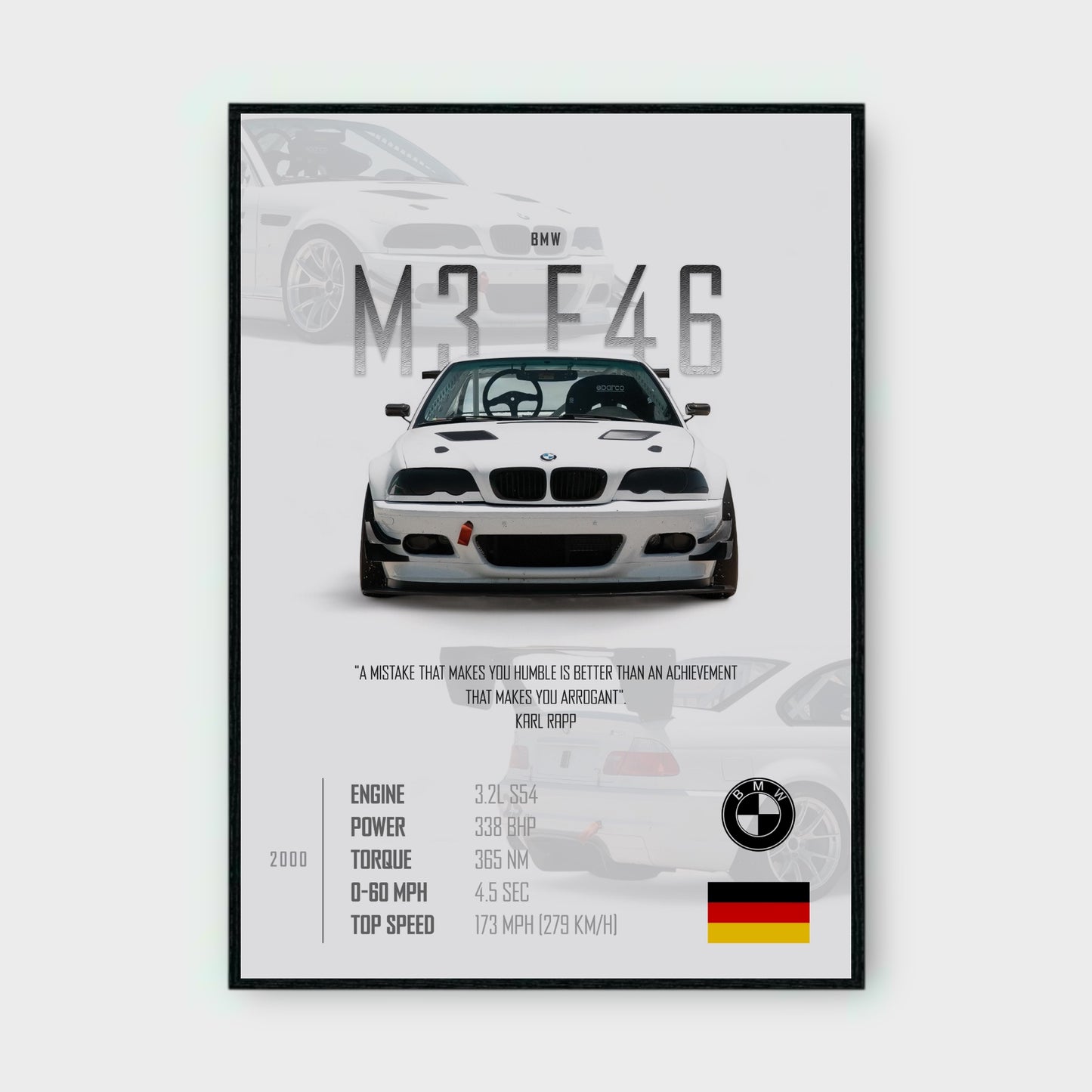 BMW M3 E46 Poster - Glossy A3/A4 Wall Decal