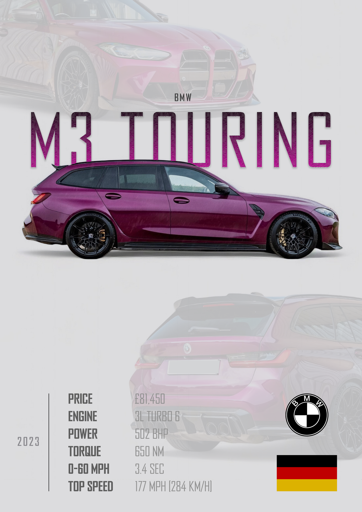 BMW M3 TOURING Poster - Glossy A3/A4 Wall Decal