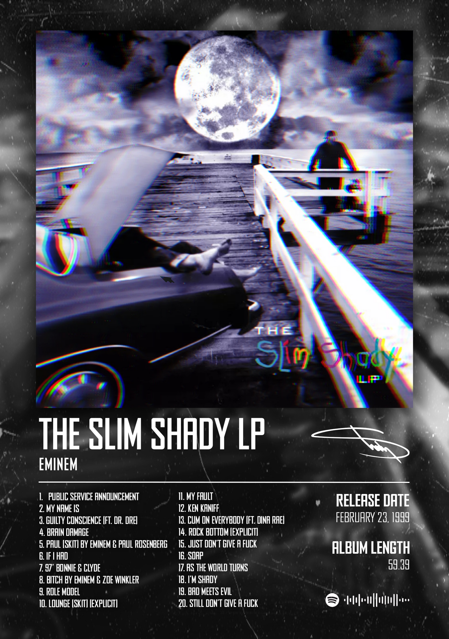 EMINEM - THE SLIM SHADY LP music album Poster - Glossy A3/A4 Wall Decal