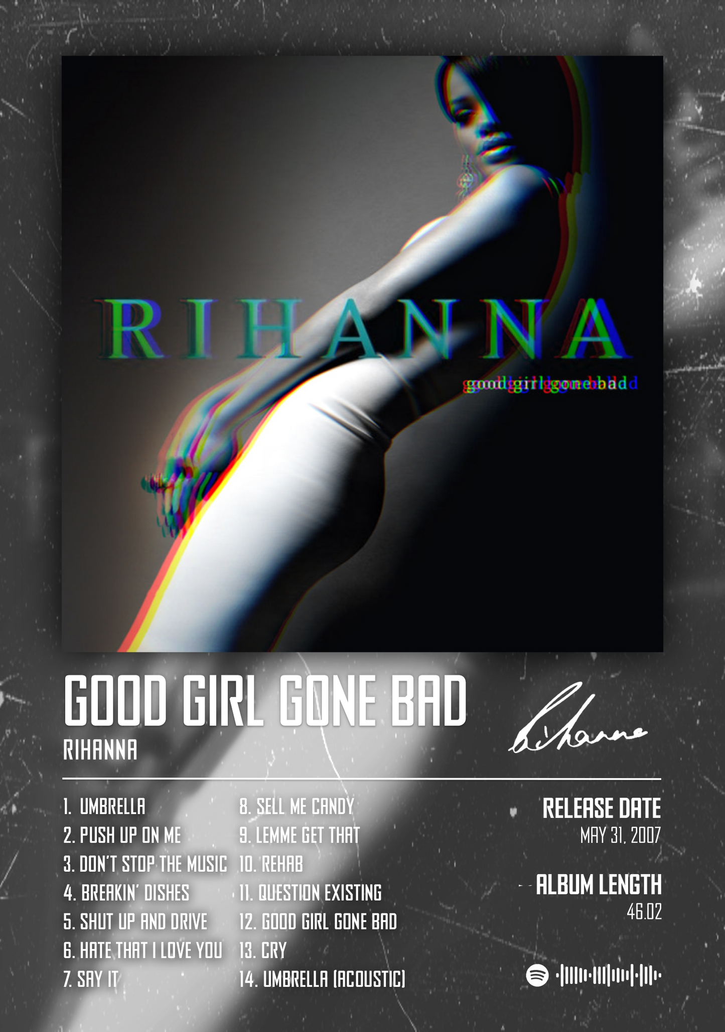 RIHANNA - GOOD GIRL GONE BAD music album Poster - Glossy A3/A4 Wall Decal