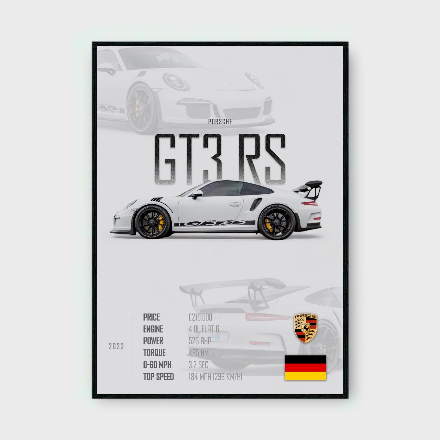 PORSCHE GT3 RS Poster - Glossy A3/A4 Wall Decal
