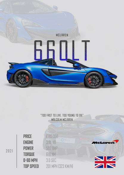 MCLAREN 660LT Poster - Glossy A3/A4 Wall Decal