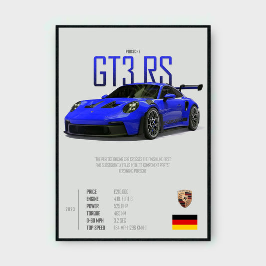 PORSCHE GT3 RS Poster - Glossy A3/A4 Wall Decal