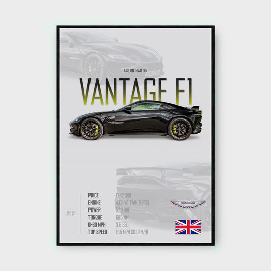 ASTON MARTIN VANTAGE F1 Poster - Glossy A3/A4 Wall Decal