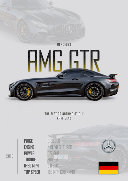 MERCEDES AMG GTR Poster - Glossy A3/A4 Wall Decal