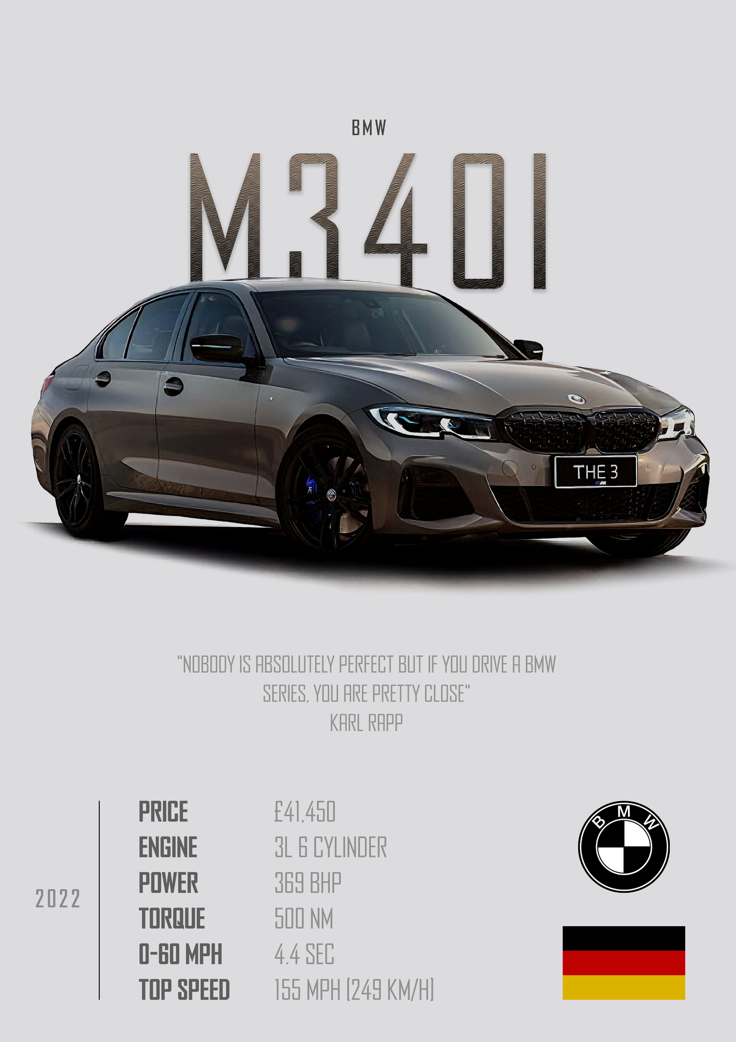 BMW M340I Poster - Glossy A3/A4 Wall Decal
