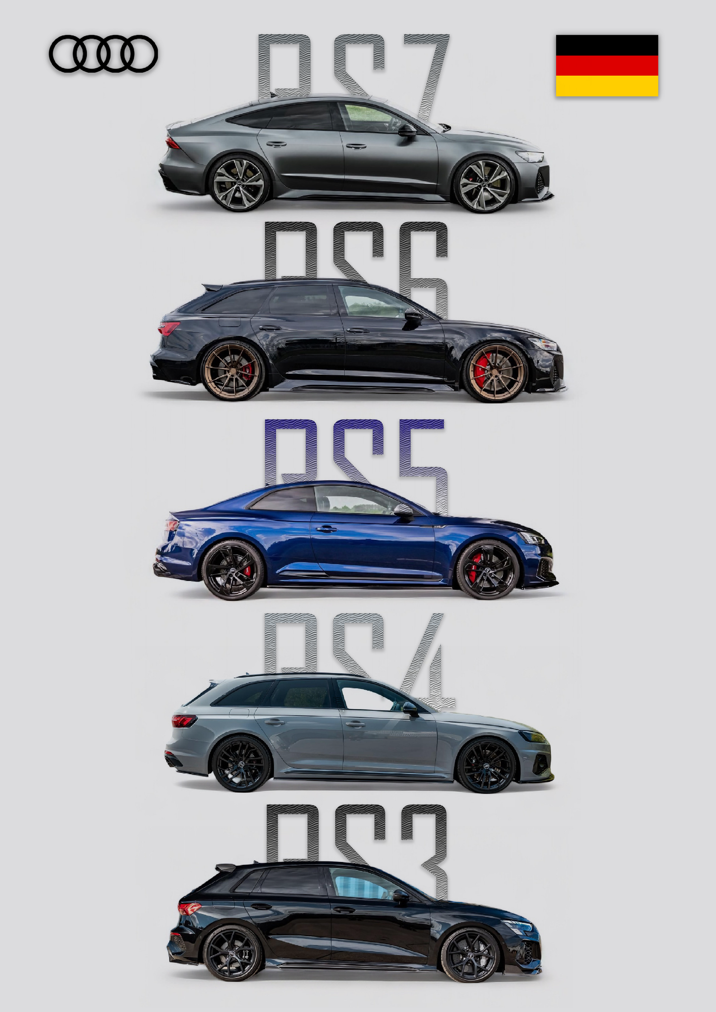 AUDI RS MODELS Poster - Glossy A3/A4 Wall Decal