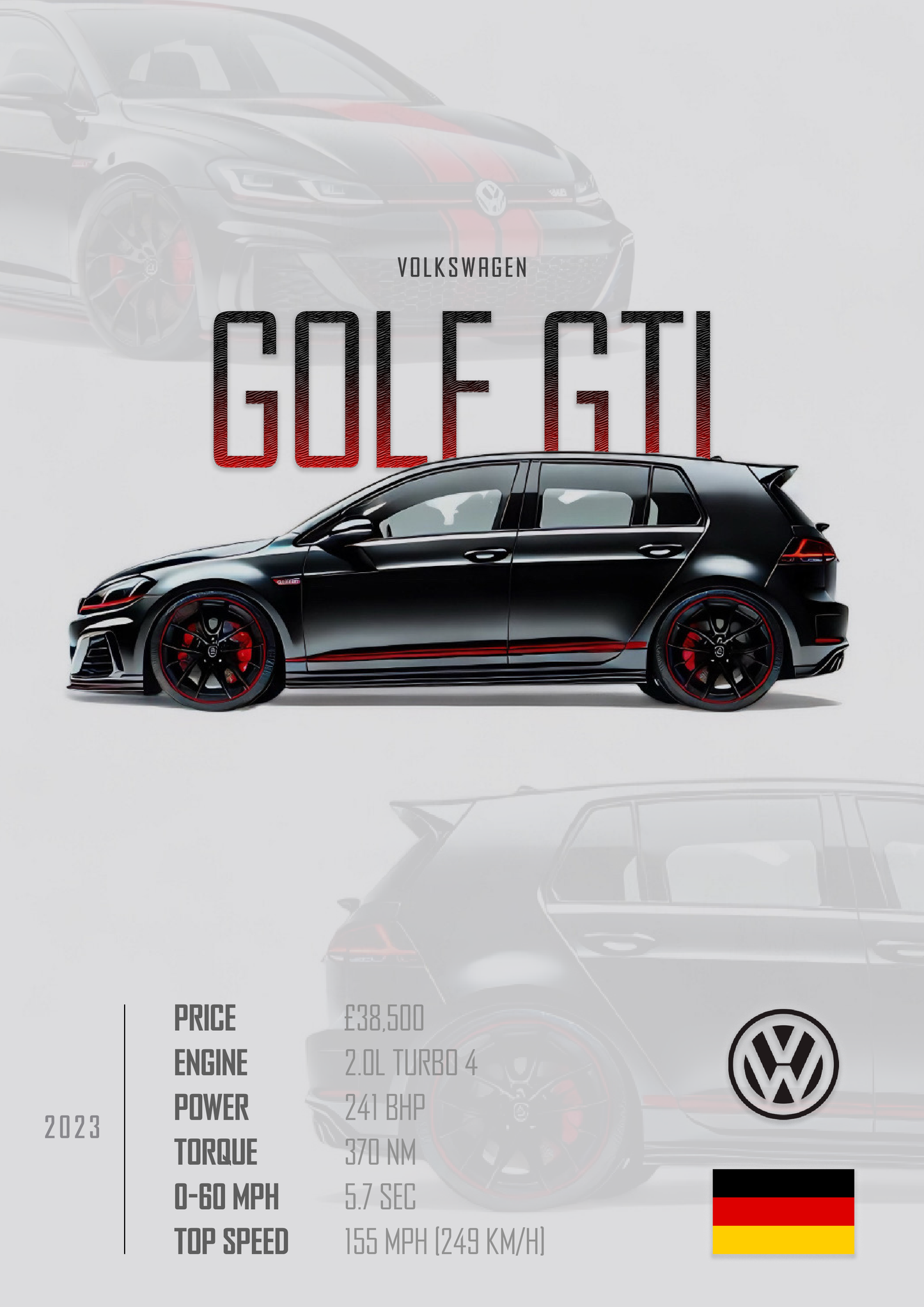 VOLKSWAGEN GOLF GTI Poster - Glossy A3/A4 Wall Decal