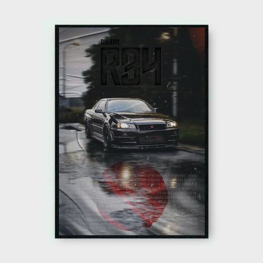 NISSAN R34 (SIGNATURE SERIES) Poster - Glossy A3/A4 Wall Decal JDM