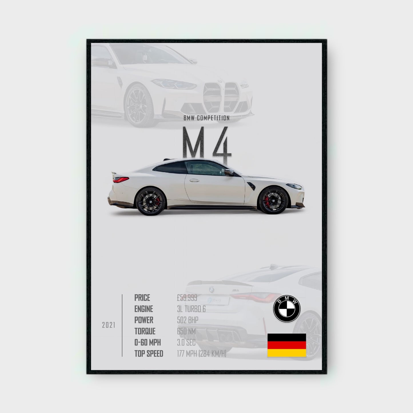 BMW M4 COMPETITION Poster - Glossy A3/A4 Wall Decal