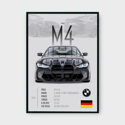 BMW M4 COMPETITION Poster - Glossy A3/A4 Wall Decal