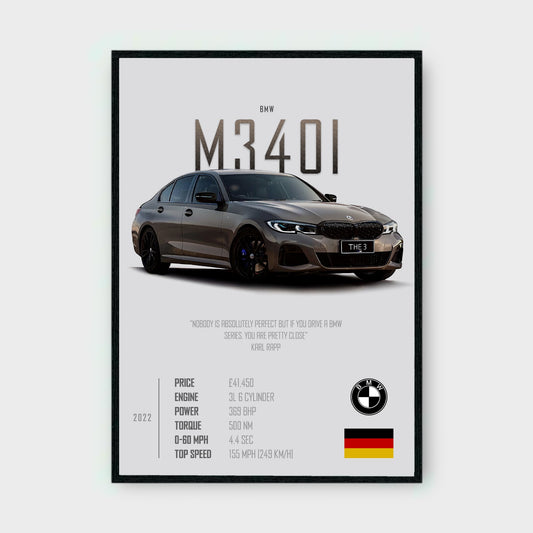 BMW M340I Poster - Glossy A3/A4 Wall Decal
