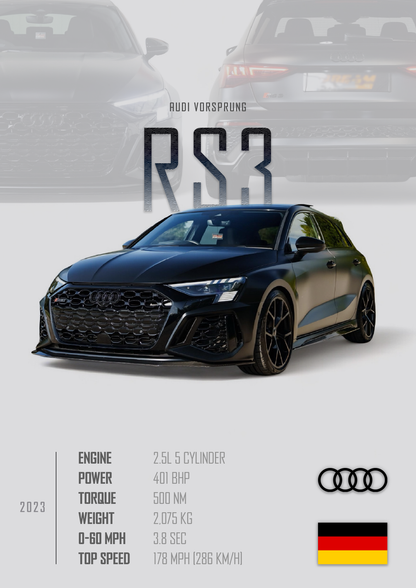 AUDI VORSPRUNG RS3 Poster - Glossy A3/A4 Wall Decal