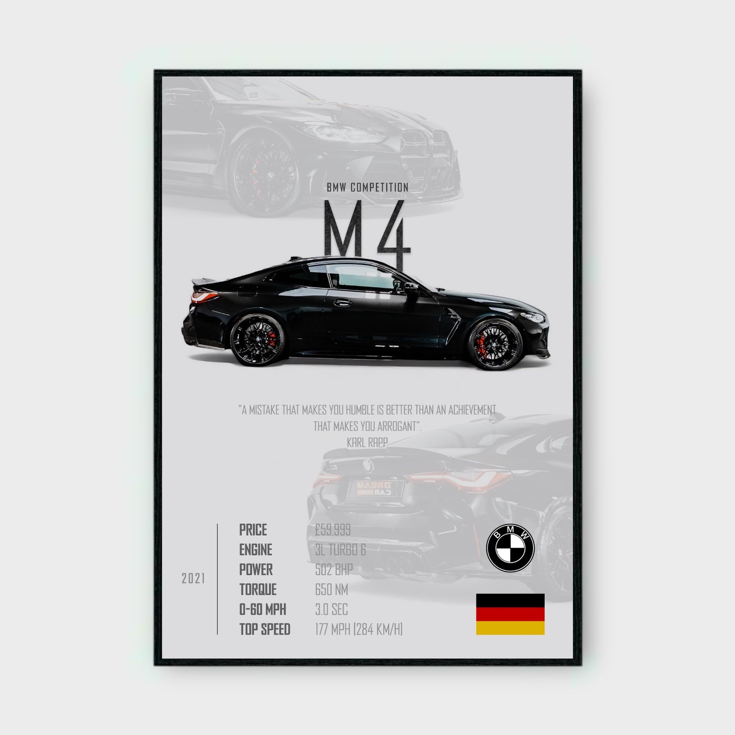 BMW M4 COMPETITION Poster - Glossy A3/A4 Wall Decal