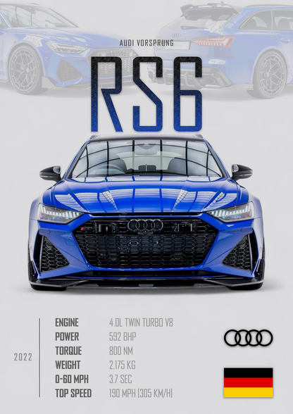 AUDI RS6 VORSPRUNG Poster - Glossy A3/A4 Wall Decal