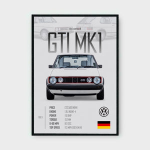 VOLKSWAGEN GTI MK1 Poster - Glossy A3/A4 Wall Decal
