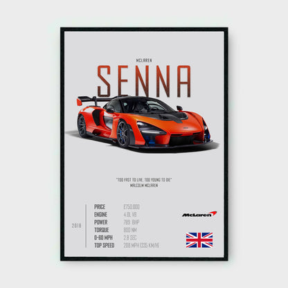 MCLAREN SENNA Poster - Glossy A3/A4 Wall Decal