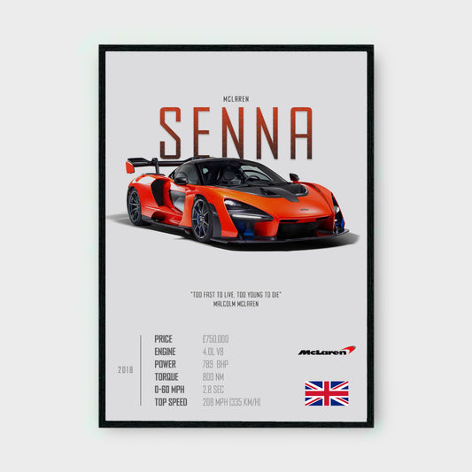 MCLAREN SENNA Poster - Glossy A3/A4 Wall Decal