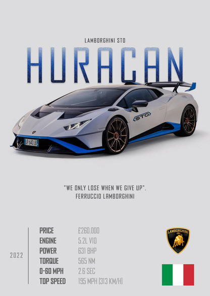 LAMBORGHINI HURACAN Poster - Glossy A3/A4 Wall Decal