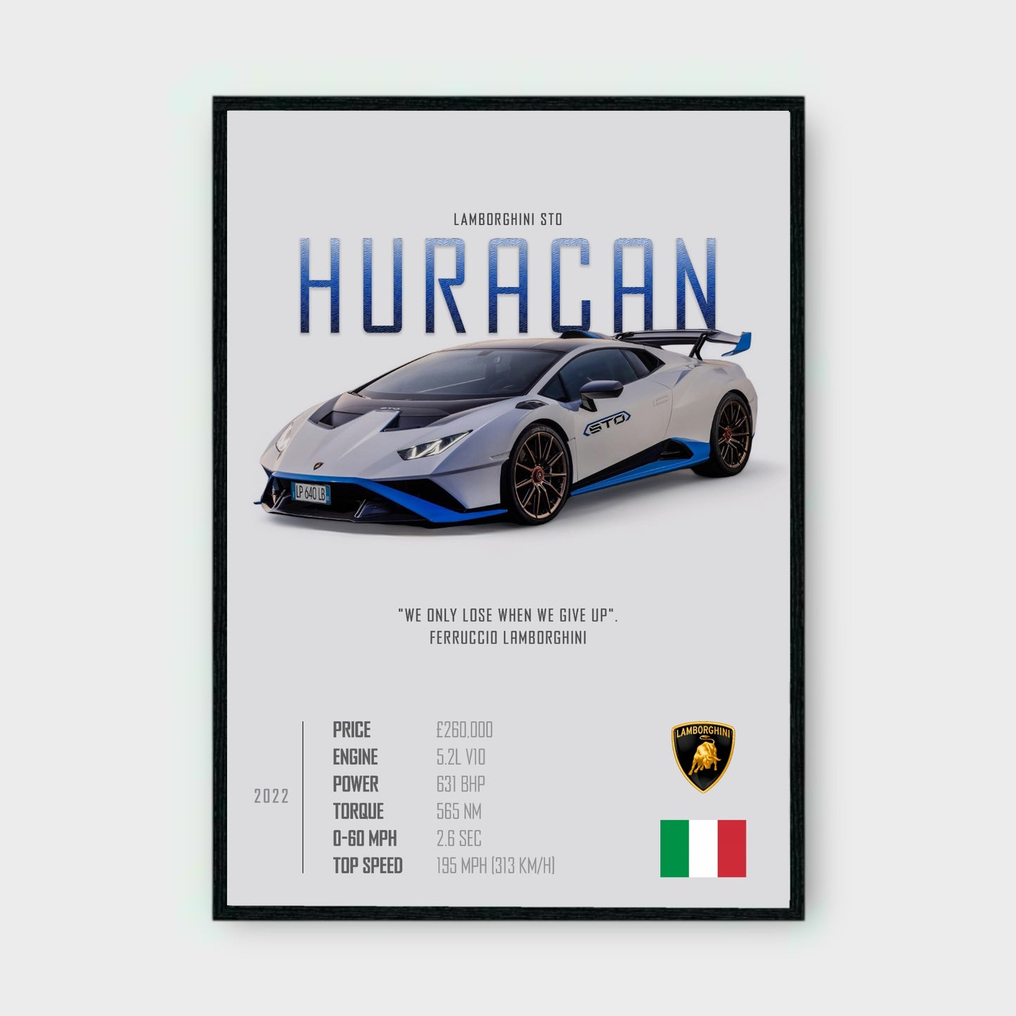 LAMBORGHINI HURACAN Poster - Glossy A3/A4 Wall Decal