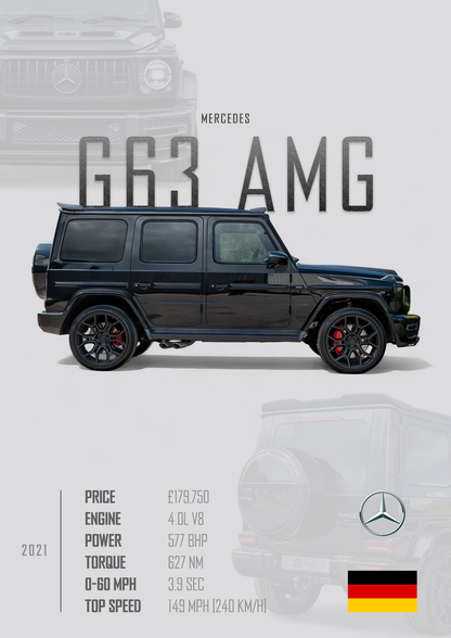 MERCEDES G63 AMG Poster - Glossy A3/A4 Wall Decal