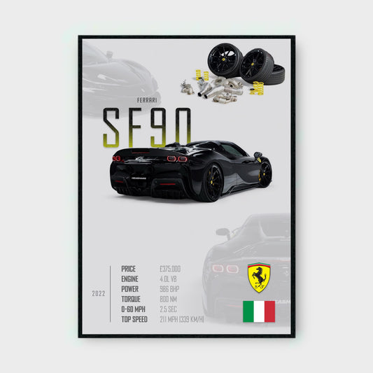 FERRARI SF90 Poster - Glossy A3/A4 Wall Decal