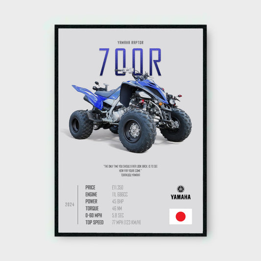 YAMAHA RAPTOR 700R Poster - Glossy A3/A4 Wall Decal