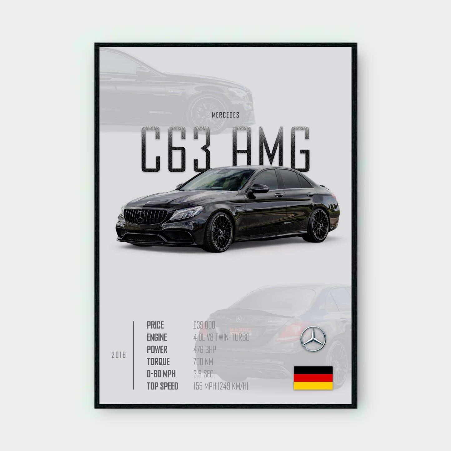 MERCEDES C63 AMG Poster - Glossy A3/A4 Wall Decal