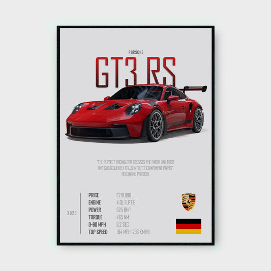 Porsche GT3 RS Poster - Glossy A3/A4 Wall Decal