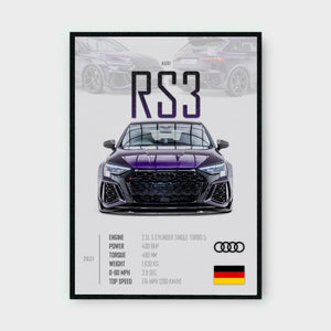 AUDI RS3 Poster - Glossy A3/A4 Wall Decal