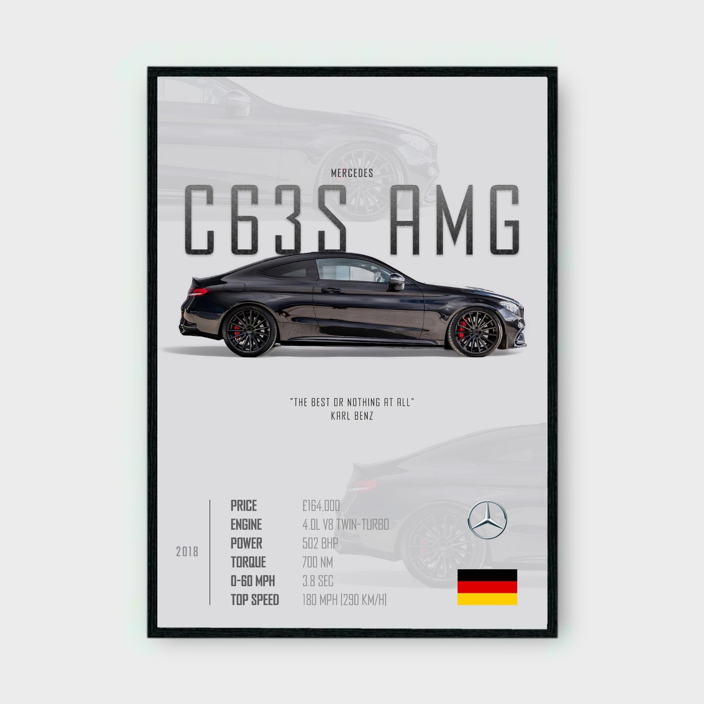 MERCEDES C63 AMG Poster - Glossy A3/A4 Wall Decal