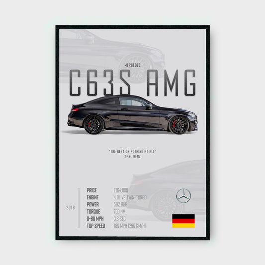 MERCEDES C63 AMG Poster - Glossy A3/A4 Wall Decal