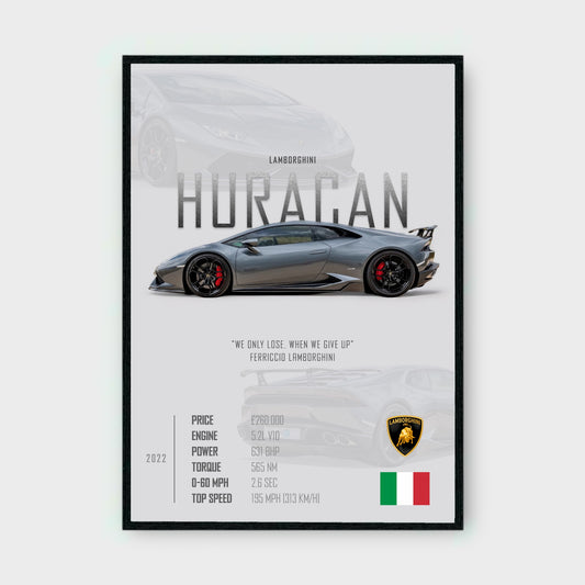 LAMBORGHINI HURACAN Poster - Glossy A3/A4 Wall Decal