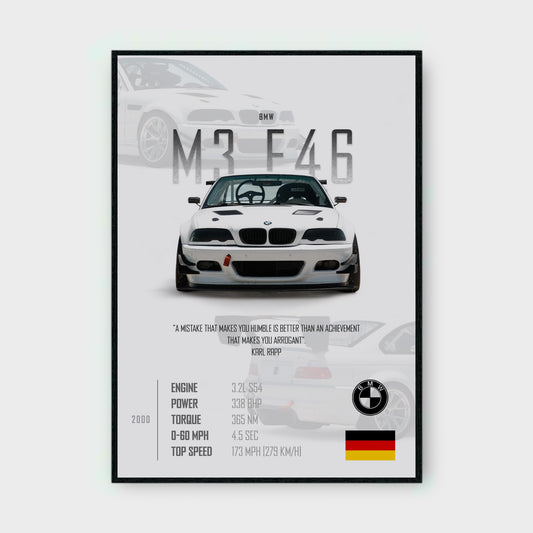 BMW M3 E46 Poster - Glossy A3/A4 Wall Decal