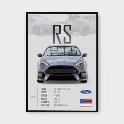 FORD FOCUS RS MK3 Poster - Glossy A3/A4 Wall Decal