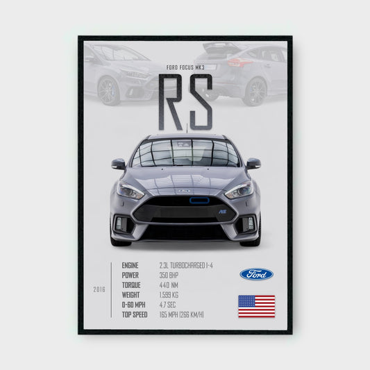 FORD FOCUS RS MK3 Poster - Glossy A3/A4 Wall Decal
