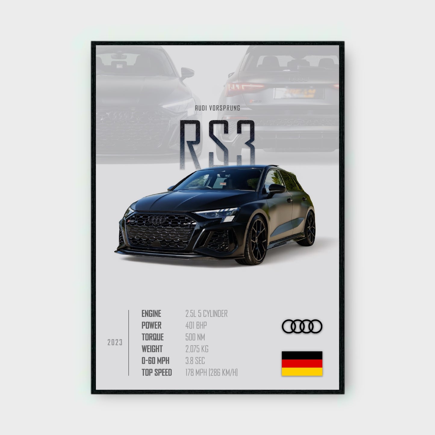 AUDI VORSPRUNG RS3 Poster - Glossy A3/A4 Wall Decal