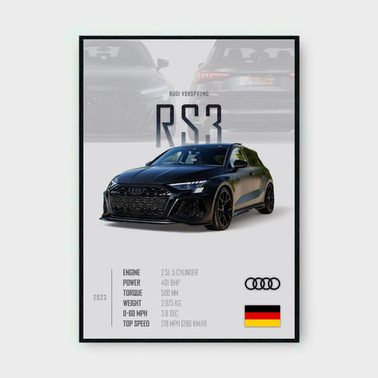 AUDI VORSPRUNG RS3 Poster - Glossy A3/A4 Wall Decal