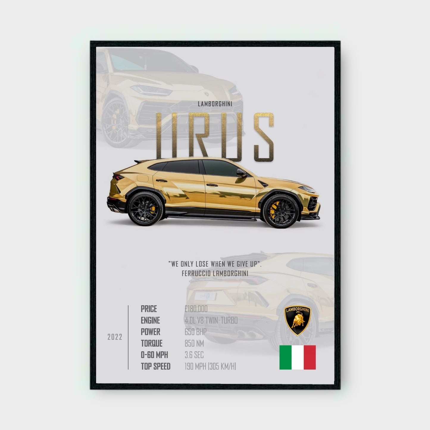 LAMBORGHINI URUS Poster - Glossy A3/A4 Wall Decal